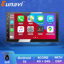 Eunavi-reproductor Multimedia Universal para coche, radio Estéreo 2 Din con Android, navegación GPS, audio, 4G, 64 DSP, WIFI 2024 - compra barato