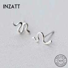 INZATT, настоящее 925 пробы, серебряные, минималистичные, волнистые серьги-гвоздики для модных женщин, вечерние, ювелирные украшения, милые аксессуары, подарок 2024 - купить недорого