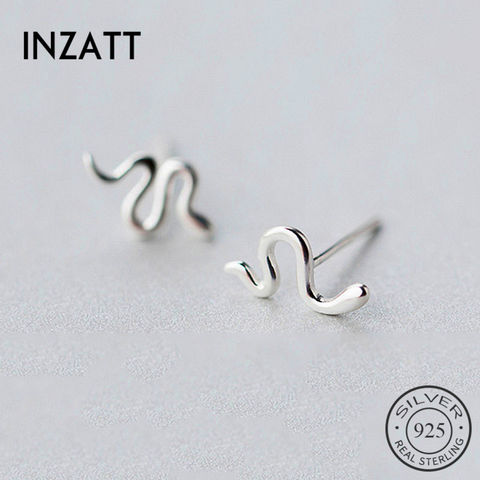 INZATT, настоящее 925 пробы, серебряные, минималистичные, волнистые серьги-гвоздики для модных женщин, вечерние, ювелирные украшения, милые аксессуары, подарок 2022 - купить недорого