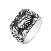 316L Never Fade Shaking Hands Masonic Ring 316L Stainless Steel Hot Mens Polishing Punk Silver Eyes Ring HF441 2024 - buy cheap