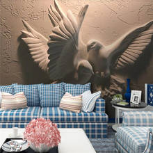 Custom wallpaper 3D stereo photo murals embossed flying pigeon papel de parede TV background wall painting mural 3d wallpaper 2024 - buy cheap