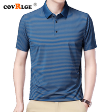 Covrlge Breathable Men Shirt Summer Causal Striped Thin Casual Short-sleeved Men's Lapel PoloShirt Seamless Cool Clothes MCS141 2024 - buy cheap