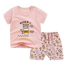 Комплект одежды с короткими рукавами для маленьких мальчиков, От 6 месяцев до 5 лет хлопковая футболка комплекты из 2 предметов комплект повседневной летней одежды с круглым вырезом и рисунком для маленьких девочек 2024 - купить недорого