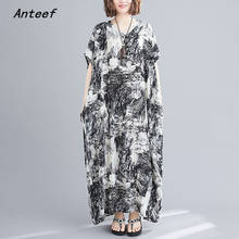short sleeve cotton satin vintage floral dresses for women casual loose maxi long summer beach dress elegant clothes 2021 2024 - buy cheap