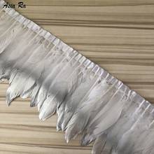 4M Dyed White Goose Feather Trims Real Silver Spray Geese Feathers Fringes Ribbons Dress Belt 15-20CM 6-8 Inch Width DIY Clothes 2024 - buy cheap