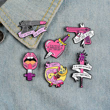 Cartoon Cute Sweet Pink Lipstick Microphone Love Lips Letters Enamel Brooch Alloy Badge Denim Clothes Bags Pins Jewelry Gifts 2024 - buy cheap