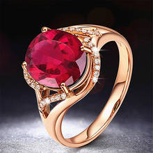 14k rosa cor de ouro vermelho cristal rubi pedras preciosas diamantes anéis para bijoux bague anel de casamento festa acessórios presentes 2024 - compre barato
