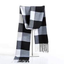 Classic Black White Plaid Men Scarf Winter Warm Cashmere Scarves Long Male Shawl Bufandas Casual Men's Tassel Pashmina Wrap 2024 - buy cheap