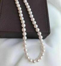 Fashion jewelry Free Shipping  Top Grading Japanese Akoya AAA 7-6mm white pearl Necklace 18" 2024 - buy cheap