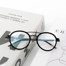 Marco de gafas para hombre y mujer, gafas graduadas ópticas de titanio puro ultraligeras, redondas, Retro, sin tornillo, 9739 2024 - compra barato