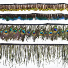 5Meter/10Meters Peacock Feather Trim Peacock Eye Feathers Fringe Ribbon Feathers for Crafts Carnival Wedding Feathers Decoration 2024 - buy cheap