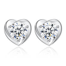 BOEYCJR-pendientes de plata de primera ley con forma de corazón para mujer, aretes pequeños, plata esterlina 925, Circonia cúbica, zirconia, circonita, zirconita, circón, 0,5 quilates, con certificado nacional 2024 - compra barato