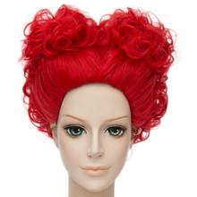 Peluca de Cosplay de La Reina Roja de Alicia en el país de las Maravillas 2, peluca de cabello rojo resistente al calor, pelucas de disfraz + gorro de peluca 2024 - compra barato