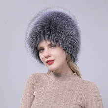 Hot Sale 100% Real Silver Fox Fur Hat Women Real All Fur Cap Fox Fur Knitted Hats Female Thick Warm Headwear girl  hairpiece Hat 2024 - buy cheap