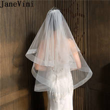 JaneVini Ivory Two Layers Wedding Veil with Comb Simple Short Bridal Veils Tulle Korea Style Bride Photography Face Veil 2019 2024 - buy cheap