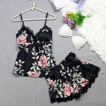 Conjunto de pijama con estampado Floral para mujer, ropa de dormir Sexy, para el pecho con almohadilla, de verano 2024 - compra barato