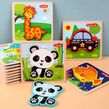 Montessori brinquedos educativos de madeira para crianças aprendizagem precoce 3d dos desenhos animados quebra-cabeças animais crianças inteligência brinquedos presentes engraçados 2024 - compre barato