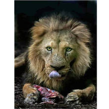 Картина с изображением Льва, добычи алмазов, полностью квадратная Круглая Мозаика, стразы для картин, 5d diy Алмазная вышивка, decorZP-1178 животных 2024 - купить недорого
