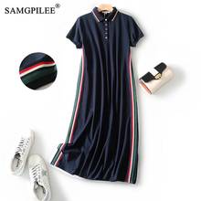 Summer Clothes For Women 2020 Vestido Casual A-line Striped Knee-length Empire Turn-down Collar Plus Size Women Dresses 3xl 2024 - buy cheap