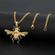 Gold Color Stainless Steel Animal Bee Pendant Necklace Men's Women Hip Hop Jewelry Birthday Gifts Choker 2024 - buy cheap