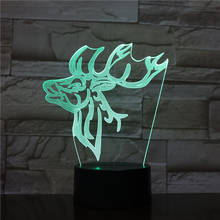 Luminária 3d cabeça de cervo colorida, controle remoto por toque, iluminação led, presente visual, lâmpadas de mesa, lâmpada pequena de mesa 1651 2024 - compre barato