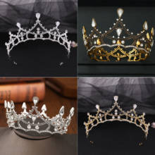 Tiara nupcial redonda de cristal negro barroco, coronas para desfile, graduación, diadema de diamantes de imitación, accesorios de joyería para el cabello de boda 2024 - compra barato