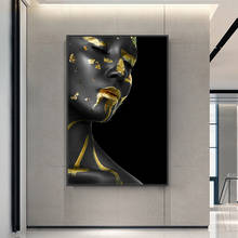 Preto e ouro mulher pintura a óleo sobre tela arte africana cuadros cartazes e impressões escandinavo arte da parede imagem para sala de estar 2024 - compre barato