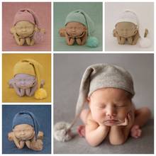 Infant Girl Boy Knit Fur Ball Knot Hat For Newborn Photography Props Beanie Studio Accessories Set Baby Photo Shoot Headband Cap 2024 - buy cheap