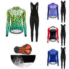 Frete grátis outono roupas de ciclismo 2021 manga longa bicicleta estrada jérsei conjunto kit bib feminino roupas mtb terno uniforme 2024 - compre barato