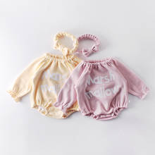 Winter Newborn Baby Girl Clothes 2 Piece Cotton Thicken Letter O-neck Long Flared Sleeve Sweater Baby Romper+bow Headband 0-18M 2024 - buy cheap