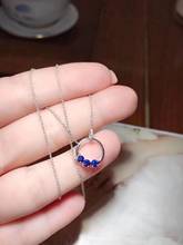 Natural azul safira gema colar s925 prata natural pedra preciosa colar moda linda simples presente da menina redonda festa jóias 2024 - compre barato
