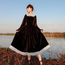Vestido de lolita japonês fofo manga bufante cintura alta estampa vitoriana vestido kawaii menina gótico lolita op loli 2024 - compre barato