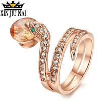 Кольцо в форме змеи с австрийским кристаллом, кольцо с бриллиантами в форме стэлюкс, подходит для женщин, уникальная геометрическая форма, кольцо с кубическим цирконием 2024 - купить недорого