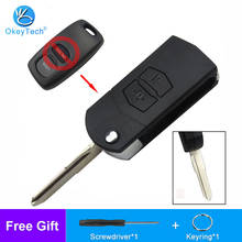 OkeyTech 2 Buttons Auto Flip Folding Modified Remote Car Key Shell Case Replacement Cover Fob For Mazda 3 5 6 MPV Protege Key 2024 - buy cheap