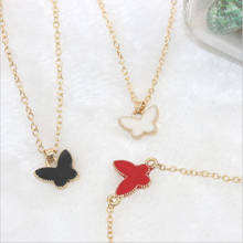 Простое мини-ожерелье с подвеской в виде бабочки из сплава с черным сердцем и бабочкой, винтажное ожерелье без ключицы, цепочка для женщин 2024 - купить недорого