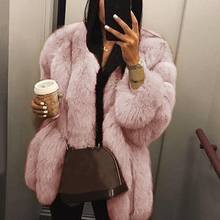 Winter Solid Color Thicken Faux Fur Coat Women Loose Warm Long Sleeve Jacket 2024 - buy cheap