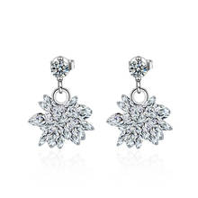 Pendientes de plata esterlina 925 para mujer, aretes de cristal con forma de flor de hielo, joyería antialérgica, regalo de Navidad, venta al por mayor 2024 - compra barato