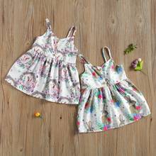 2021 Summer Kids Baby Girl Dress Sleeveless Rabbit Floral Print A-line Boho Beach Dresses Clothes 2024 - buy cheap