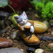 Mini Cat in A Boot Garden Resin Cute Figurine Ornament Fairy Garden Decor for Garden Home Decoration PW 2024 - buy cheap