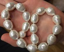 Collar de perlas de 15mm para mujer, colgante de perlas naturales nácar del Mar del Sur, Perla Barroca de 18 ''y 45cm con cierre de oro 2024 - compra barato