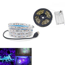 Lâmpada ultravioleta 395-405nm uv conduziu a luz de tira usb/bateria fita flexível roxa do diodo emissor de luz para a luz preta da festa da fluorescência do dj 2024 - compre barato