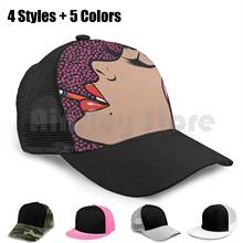 Gorra de béisbol rosa con estampado de cómic para mujer, gorro ajustable con Snapback, Hip Hop, cigarrillo, humo, flequillo de pelo rosa, modelo Pop Art de dibujos animados 2024 - compra barato