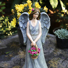 Flower Angel With Wings Figurines Resin Miniatures Garden Courtyard Outdoor Ornament Decoration Gardening Ornaments Home Decor 2024 - buy cheap