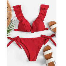 High Waist Bikini Swimwear Women Swimsuit Push Up Ruffle Bikinis Set Bandage Bathing Suit Biquini Summer Beach Wear Купальник G2 2024 - buy cheap