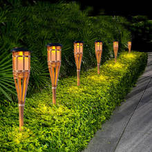 BEIAIDI Solar Garden Fence Bamboo Torch Light Outdoor Landscape Bamboo Tiki Torches Light Waterproof Handmade Spike Lawn Lamp 2024 - buy cheap