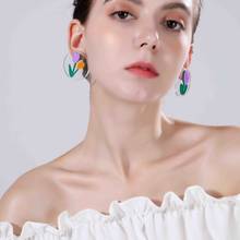 2019 New Fashion Ciecle Transparent Acrylic Flower Stud Earrings for Woman Girl Sweet Tulip Earrings Elegant Party Jewelry Gift 2024 - buy cheap
