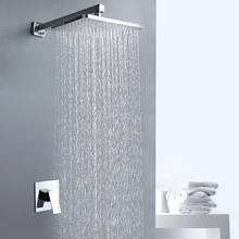 Grifo de baño cromado, cabezal de ducha de lluvia, montado en pared o techo, mezclador de ducha de bañera, juego de ducha cuadrado 2024 - compra barato