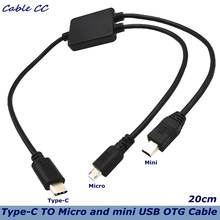 USB 2 в 1 Тип 3,1 C мужчина к Micro USB и мини USB Мужской кабель OTG кабель для Huawei Samsung мобильный телефон планшетный ПК Автомобильный Кабель... 2024 - купить недорого