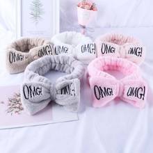 Letter"OMG" Coral Fleece Soft Bow Headbands For Women Girls Cute Hair Holder Hairbands Hair Bands Headwear Hair Accessories 2024 - buy cheap