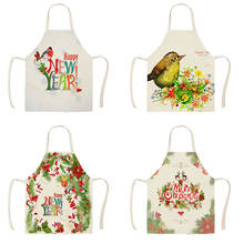 1Pc Christmas Happy New Year Apron Pinafore Linen Aprons Kids Adult Bibs Home Kitchen Cooking Baking Cleaning Accessories WQI850 2024 - buy cheap